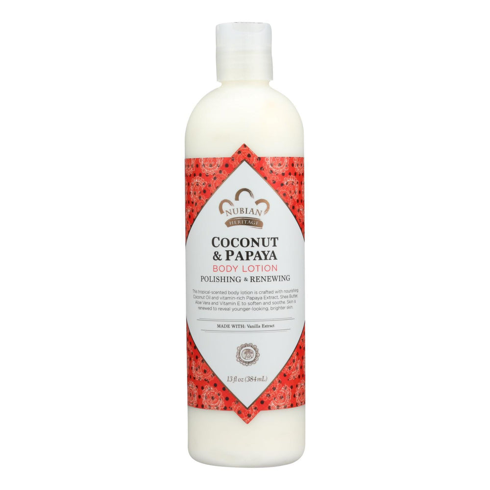 Nubian Heritage Lotion - Coconut And Papaya - 13 Oz