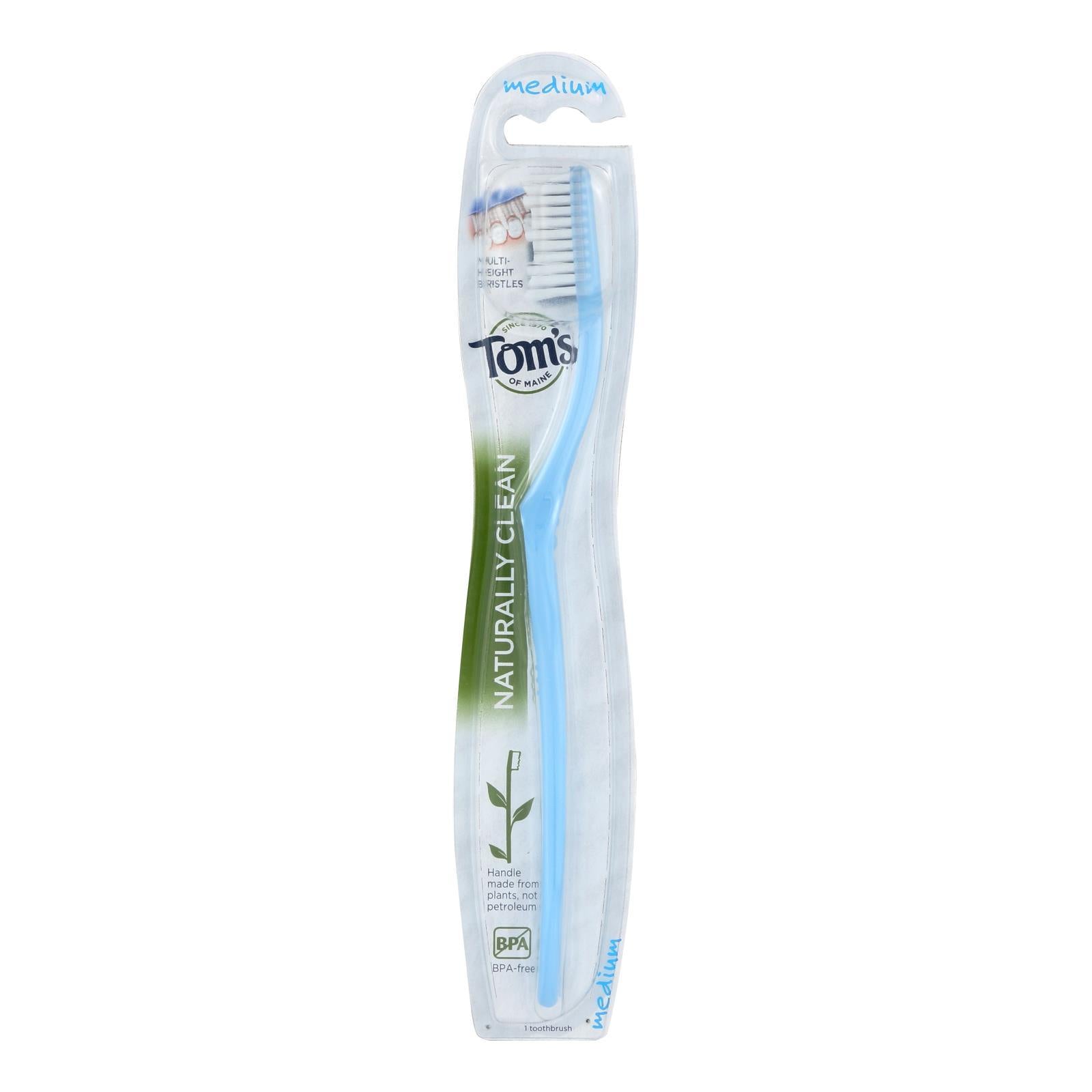 Tom&#39;s Of Maine Toothbrush - Naturally Clean - Adult - Medium - 1 Count - Case Of 6
