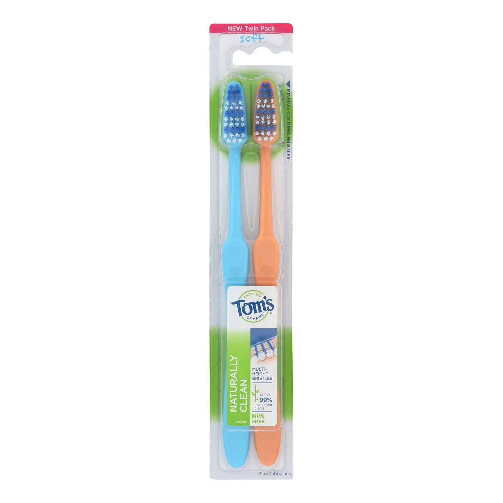 Tom&#39;s Of Maine - Tthbrush Natural Clean Twn Pack - Case Of 4 - 2 Ct