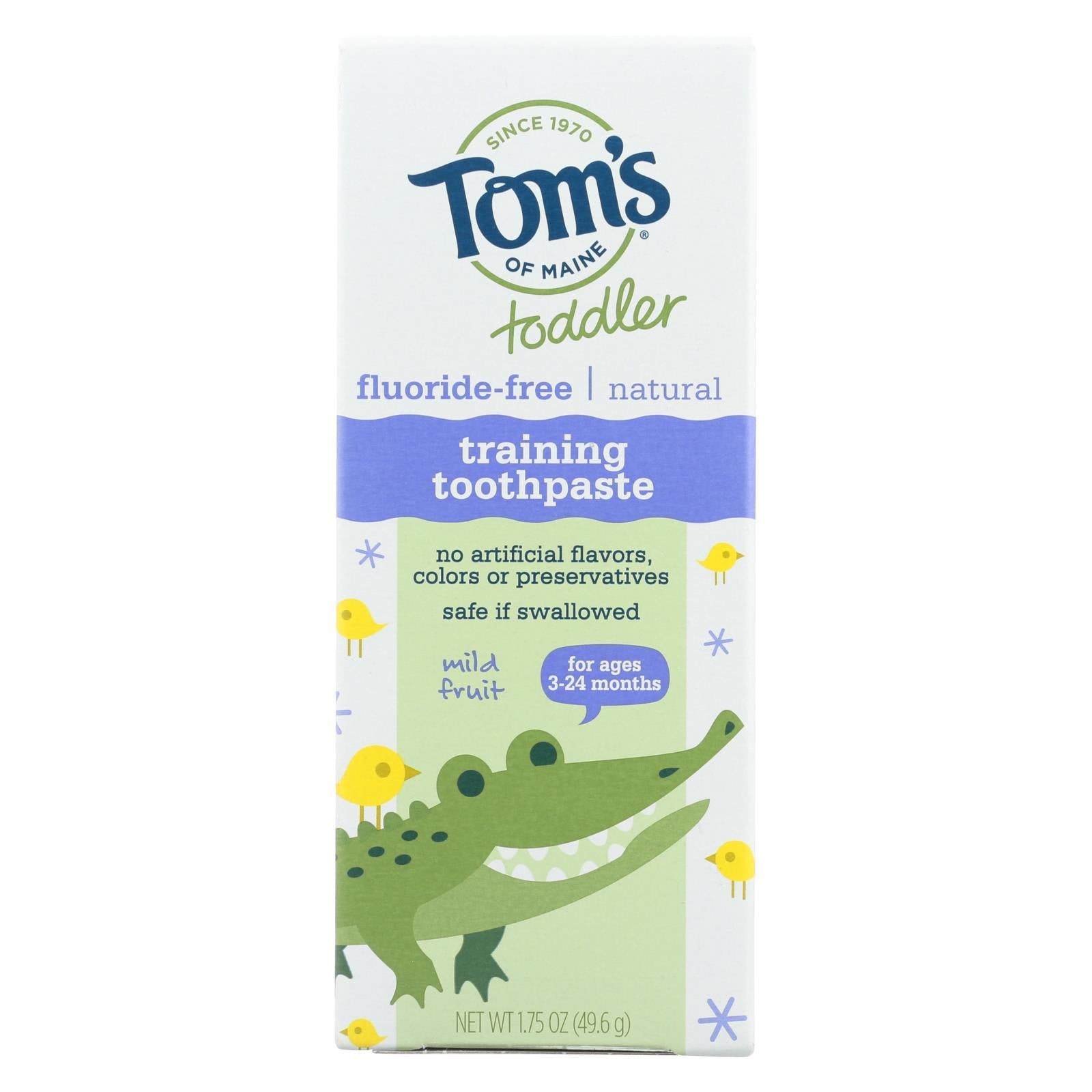 Tom&#39;s Of Maine Toothpaste - Toddler Training - Natural - Fluoride Free - Mild Fruit - 1.75 Oz - Case Of 6